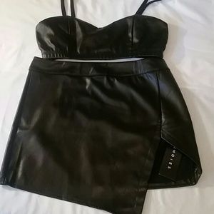 Faux Leather Skirt and bralette set